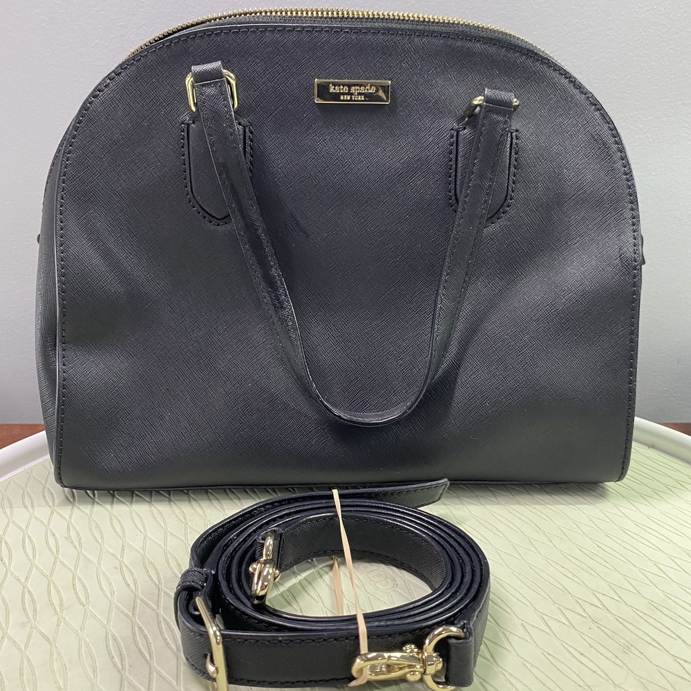 KATE SPADE NY Laurel Womens Leather Bag Black Satchel Purse Great Condition